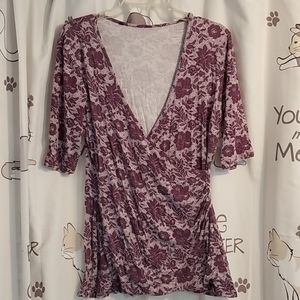 Faux wrap top 3/4 sleeve -small